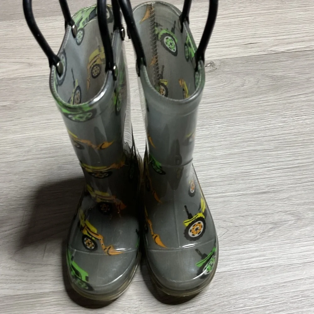 Sporto Kids Rubber‎ Boots Tractors Gray Boot Size 5/6 Only One Lights Up